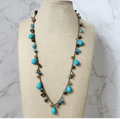 ARTISAN Resin & Stone Long Beaded Bronze Chain Necklace - Image 1 of 4