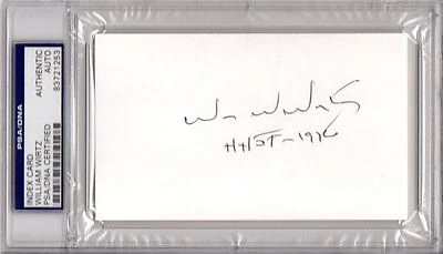 PSA/DNA WILLIAM WIRTZ "HHOF 1976" BLACKHAWKS SIGNED 3X5 WHITE INDEX CARD 721253 - Image 1 of 4