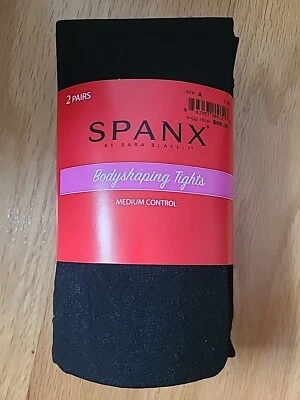 Medias modeladoras corporales de control medio Spanx 2196 negras talla A, 2 pares Foto 1 de 4