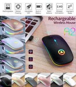 Maus USB Kabellos Wireless Funkmaus 2.4Ghz Aufladbar PC Laptop Bluetooth Mauspad - Bild 1 von 47
