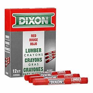DIXON Industrial Lumber Marking Crayons, 4.5" x 1/2" Hex, Red, 12-Pack Red 