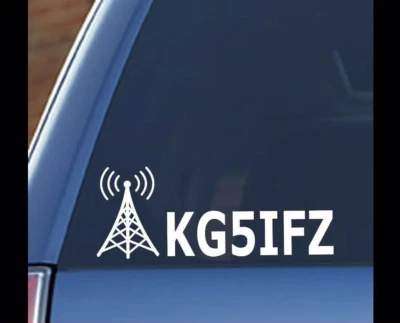 Radioaficionado Personalizado - Señal de Llamada de Radioaficionado, Exterior Blanco Vinilo Calcomanía Coche Camión Foto 1 de 4