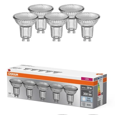 5er Pack OSRAM LED BASE GU10 PAR16 36° Ausstrahlwinkel 4,3W wie 30W neutralweiße - Bild 1 von 4