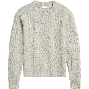 J Crew HRTHR Khaki Donegal Zopfmuster Rundhals Pullover Fischer Damen Gr. L - Bild 1 von 7