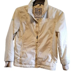 Burton Damen weiße isolierte Jacke mit blauer Grafik Reißverschluss & hohem Kragen Gr. - Bild 1 von 10
