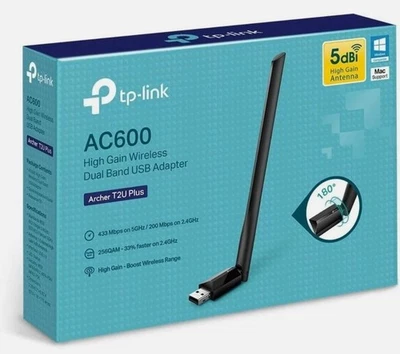 TP-Link AC600 T2U Plus High Gain Wireless Dual Band USB Adapter 433Mbps on 5GHz - Image 1 of 4