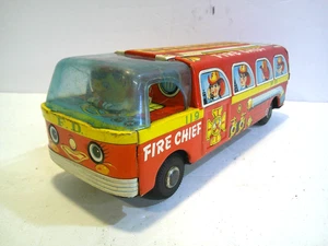 Japan Tin Friction Fire Chief Van - Picture 1 of 10