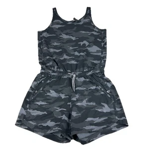 Athleta Girl Romper XXL (16) Black Camo On The Go Jumpsuit Shorts - Picture 1 of 7