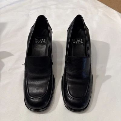 Nine West Black Chunky Heel Loafer Sz 8M - Image 1 of 4