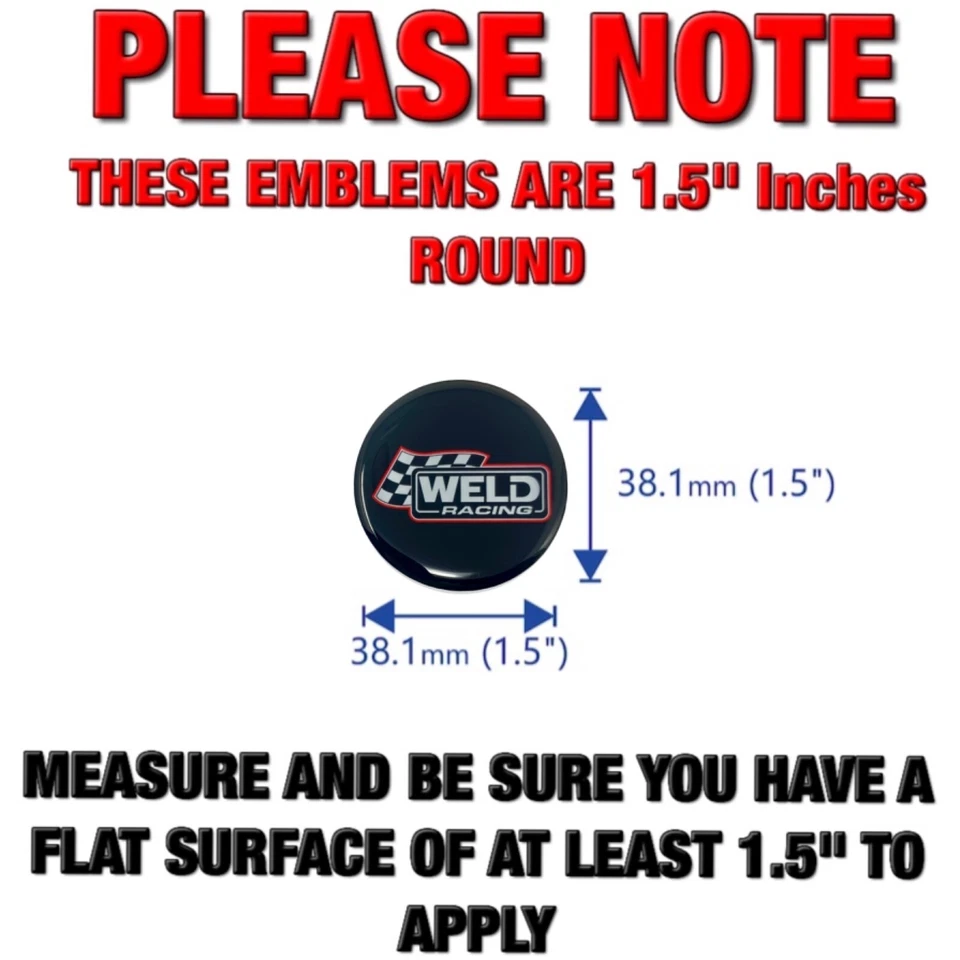 Weld Racing Wheels Set of 4 Emblem Wheel Rim Center Cap Decals Stickers 2.5" Dia