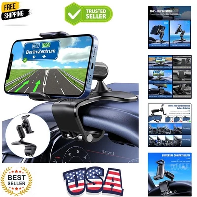 Soporte de teléfono celular con tablero de instrumentos de rotación de 360 grados para traje de soporte de montaje con clip de automóvil... Foto 1 de 4