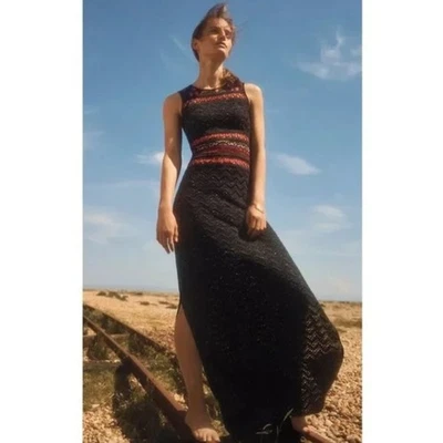 Anthropologie Cecilia Prado Rowan Black Knit Maxi Sweater Dress Medium Boho - Image 1 of 4