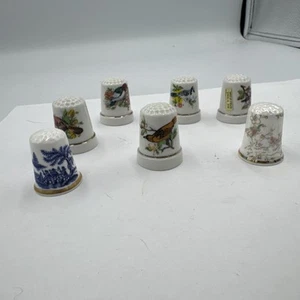 Fingerhut Vögel Konvolut 7 Souvenir Vögel Motiv Keramik - Bild 1 von 9