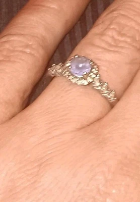 Lavender Blue Stone  Halo Diamond Ring Size 7 - Image 1 of 4
