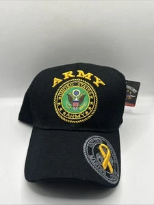 U.S. Army Hat with Yellow Ribbon Black United States Licensed Military Marines - Picture 1 of 5