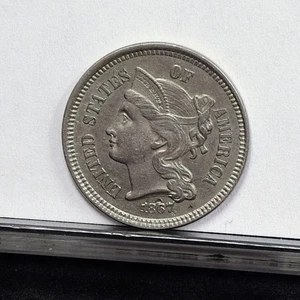 1867 Three Cent Nickel 3CN - XF Details, Gouge By Date (#60511-L) - Picture 1 of 8