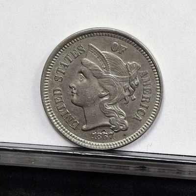 1867 Three Cent Nickel 3CN - XF Details, Gouge By Date (#60511-L) - Image 1 of 4