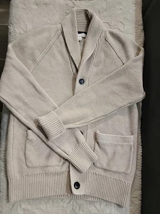 Gap 100 % Baumwolle hellbraun beige 5 Knöpfe Schalkragen Cardigan Pullover Herren Small - Bild 1 von 4