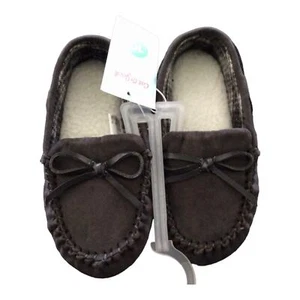 NUEVAS PANTUFLAS MOCASÍN CARTER gris oscuro forradas Sherpa para niños talla 10 - Imagen 1 de 9