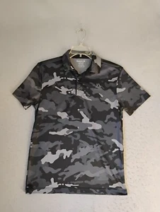Reebok Mens Shirt Small Black Camo Polo Short Sleeve Collared Polyester Casual - Picture 1 of 10