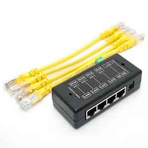 4 Ports Gigabit Passive PoE injector midspan Ethernet Adapter NO Power Adapter - Picture 1 of 5