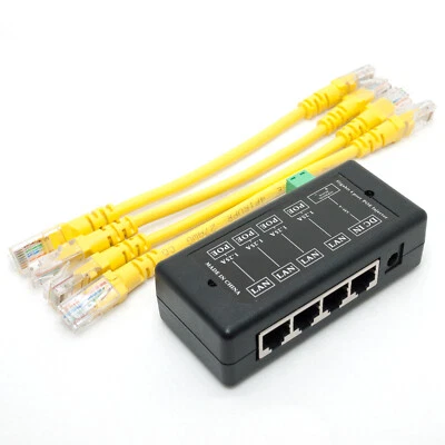 4 Ports Gigabit Passive PoE injector midspan Ethernet Adapter NO Power Adapter - Image 1 of 4