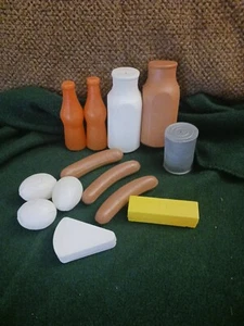 Vintage Pretend Kinder spielen Essen Kunststoff Milch Lebensmittel Hot Dogs Käseeier - Bild 1 von 7