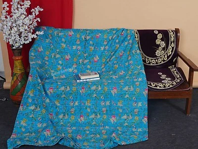 Colcha Kantha estampada paradise ropa de cama bohemia manta hecha a mano tiro Foto 1 de 4