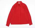 Compliments Womens Red Polyester Basic Button-Up Size 12 Collared