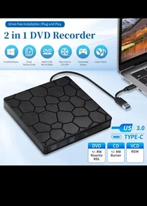 Lecteur CD/DVD Externe USB 3.0 Type C, Graveur Portable Compact - Photo 1/5