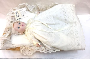 Gerber Baby Doll 1981 Porcelain Christening Gown In Basket Limited Vintage - Picture 1 of 12