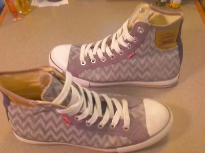 Zapatillas Levis Mujer Talla 10 Gris Marrón Parte Superior Alta Con Cordones Lona Informales Exterior Foto 1 de 4