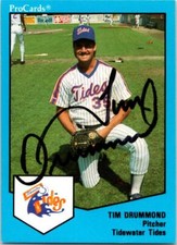 Tim Drummond autographed baseball card Tidewater Tides, Mets 1989 ProCards #1952