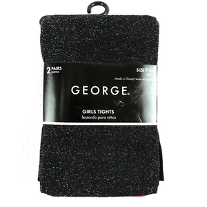 2 packs - 4 total new George Girls Size 12-14 Red & Black Silver sparkle Tights - Imagen 1 de 3