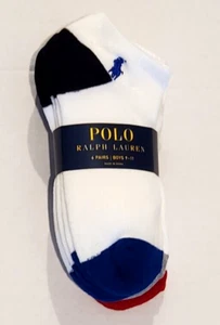 Polo Ralph Lauren Boys Youth Low Cut Ankle Socks 6-Pack Size 9-11 Multicolor - Picture 1 of 6