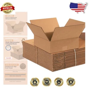 Eco-Friendly 12x12x4 Flat Shipping Boxes - Perfect for Packing & Moving - 25 Pc - Picture 1 of 8