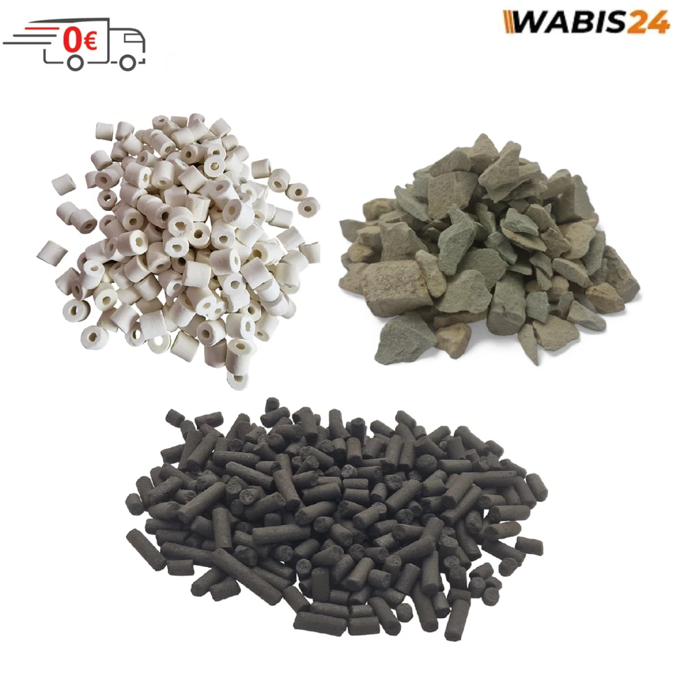 AQUANOVA Aktivkohle Pellets Filterkohle Stäbchen Teich Aquarium Keramikringe Zeolith