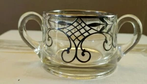 VINTAGE CUT GLASS BOWL WITH DECORATIVE STERLING SILVER OVERLAY  - Picture 1 of 9