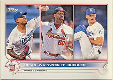 2022 TOPPS #105 JULIO URIAS/ADAM WAINWRIGHT/WALKER BUEHLER *NL WINS LEADERS*