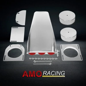 Polished Air Hood Scoop Reversible Round Flaps Fits Single or Dual 4 BBL Carbs - Bild 1 von 5