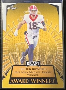 #13 Brock Bowers Award Winners 2023 Leaf Draft Gold RC Rookie Georgia