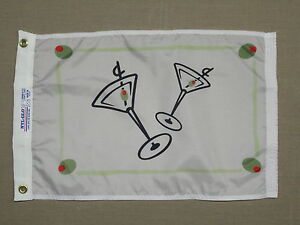 Cocktail Glass Martini Olive Indoor Outdoor Dyed Nylon Boat  Flag 12" X 18"