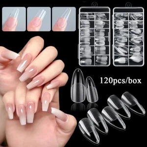 120 Unghie Finte Unghie Finte In Gel Uv Acrilico Trasparente Unghie Finte A ☆ - Picture 1 of 33