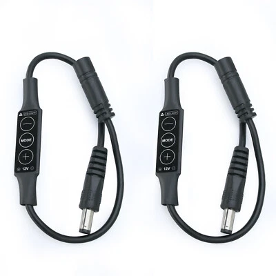 2PCS 12V LED Strip Lights Dimmer-Inline DC Male to Female Mini LED Controller Ku - Image 1 of 4