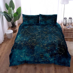 Starry Sky Galaxy Duvet Quilt Cover Double Bedding Set Pillowcase - Picture 1 of 13