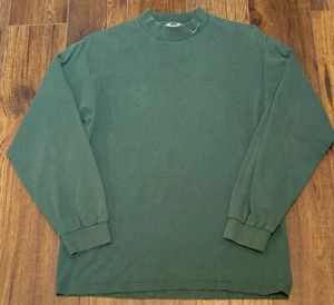 Vintage Nike Swoosh Mock Neck Shirt Olive Green Long Sleeve Made In USA Size M - Picture 1 of 5
