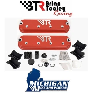 BTR Red LS Valve Cover Pair -WITH Coil Mounts- Aluminum Brian Tooley LS1 LS3 LS2 - Picture 1 of 10