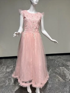 Formal Kids Girls Tulle Princess Long Dress Evening Prom Birthday Gown Pageant - Picture 1 of 6