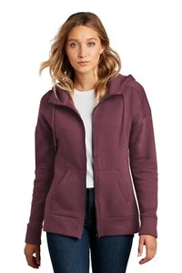 District DT1104 Women's Perfect Weight Fleece Drop Shoulder Full Zip Hoodie - Picture 1 of 7