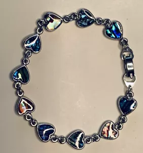 Original Paua Muschel 7 1/2" Herz Armband~~~mehrfarbiger Schmuck~~Neu mit Etikett!!! - Bild 1 von 2